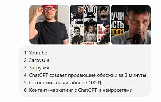 Пример сообщения с фотографиями, референсами и ответами