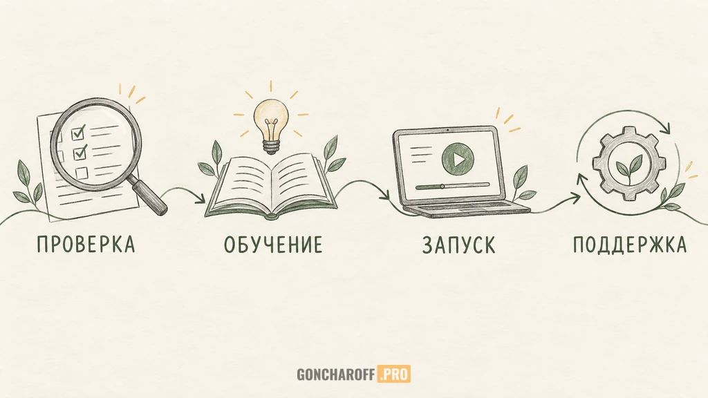 После проверки CRM проходят обучение по ролям, ограниченный запуск и передачу в сопровождение