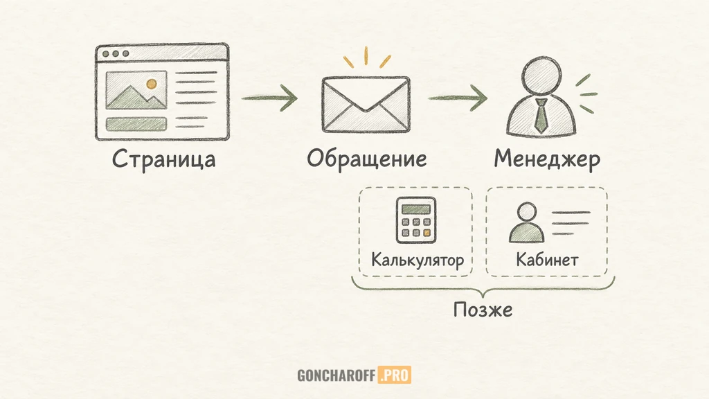 Границы первой версии сайта и следующей очереди работ