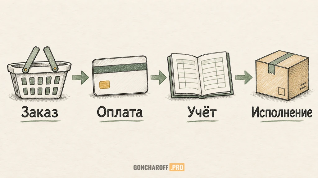 Полный путь заказа: корзина, оплата, рабочая система и исполнение
