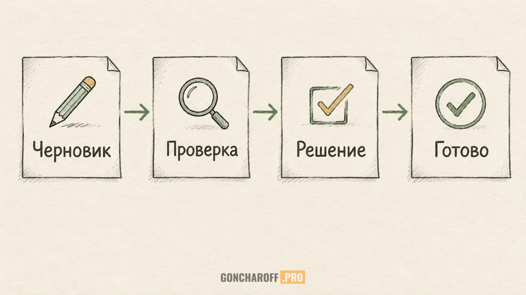 Маршрут документа: владелец, проверка участниками и согласованная версия