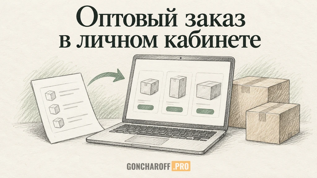 Повторный оптовый заказ через личный кабинет клиента с передачей в учёт
