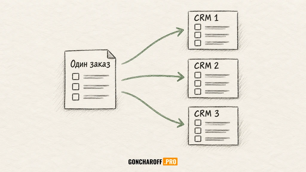 Один и тот же заказ проверяют в трёх CRM по одинаковому списку требований