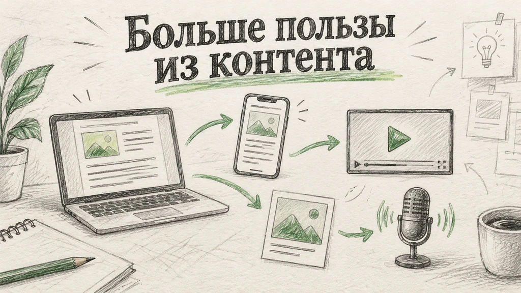 Одна экспертная идея превращается в статью, видео и короткие публикации