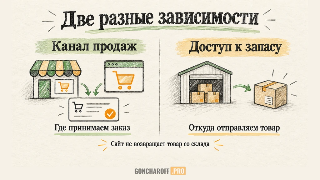 Раздельная проверка доступности канала продаж и товарного запаса