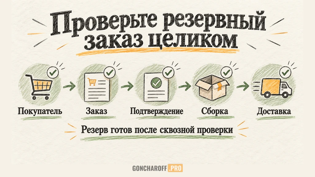 Проверка резервного канала на полном пути прямого заказа