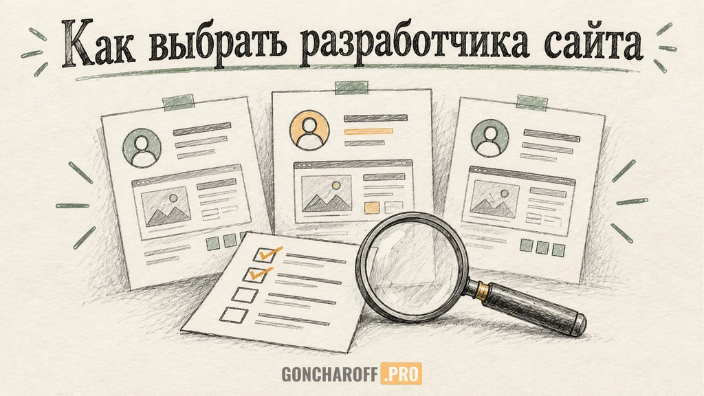Обложка статьи «Как выбрать разработчика сайта: что проверить до договора и предоплаты»