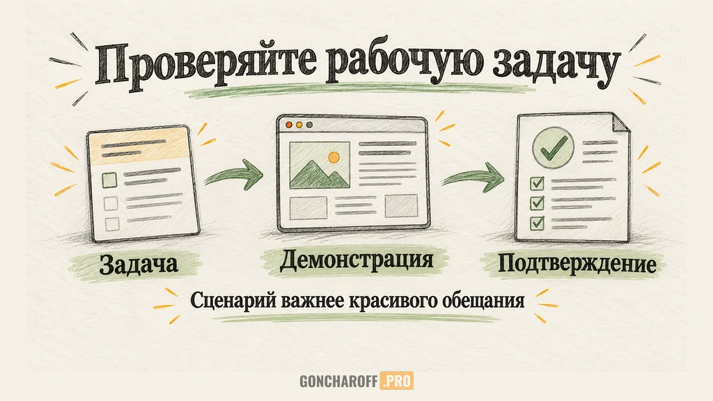 Проверка опыта разработчика на рабочем сценарии заказчика