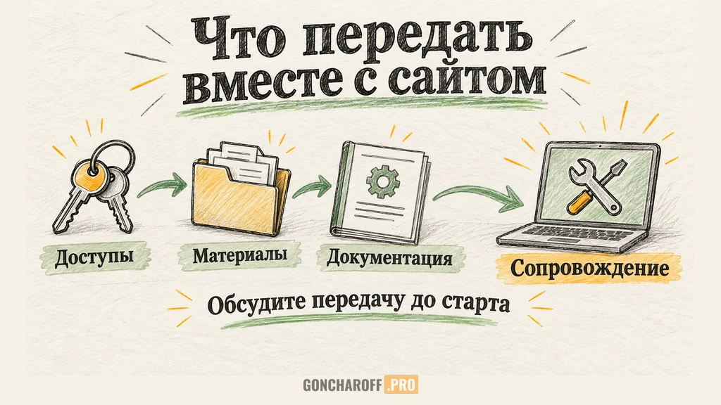 Состав передачи сайта для дальнейшего сопровождения