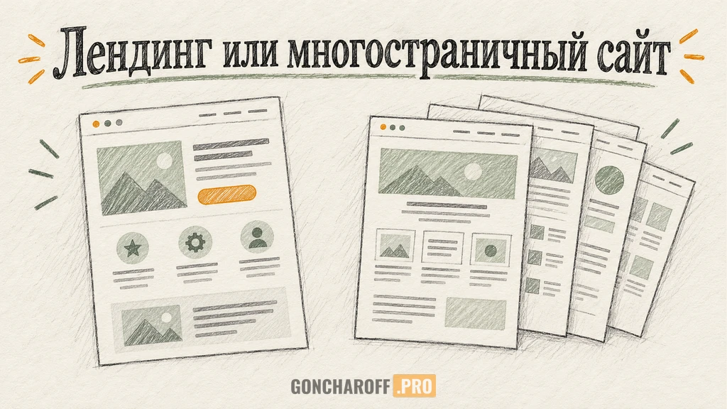 Обложка статьи «Лендинг или многостраничный сайт: что заказать под ваши услуги и продажи»