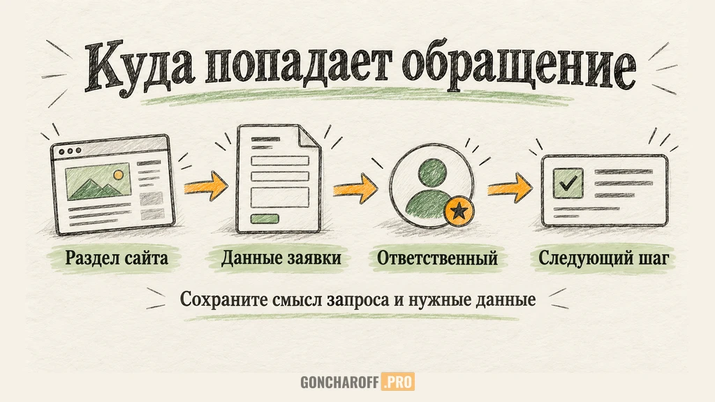 Передача обращения с сайта производителя ответственному сотруднику
