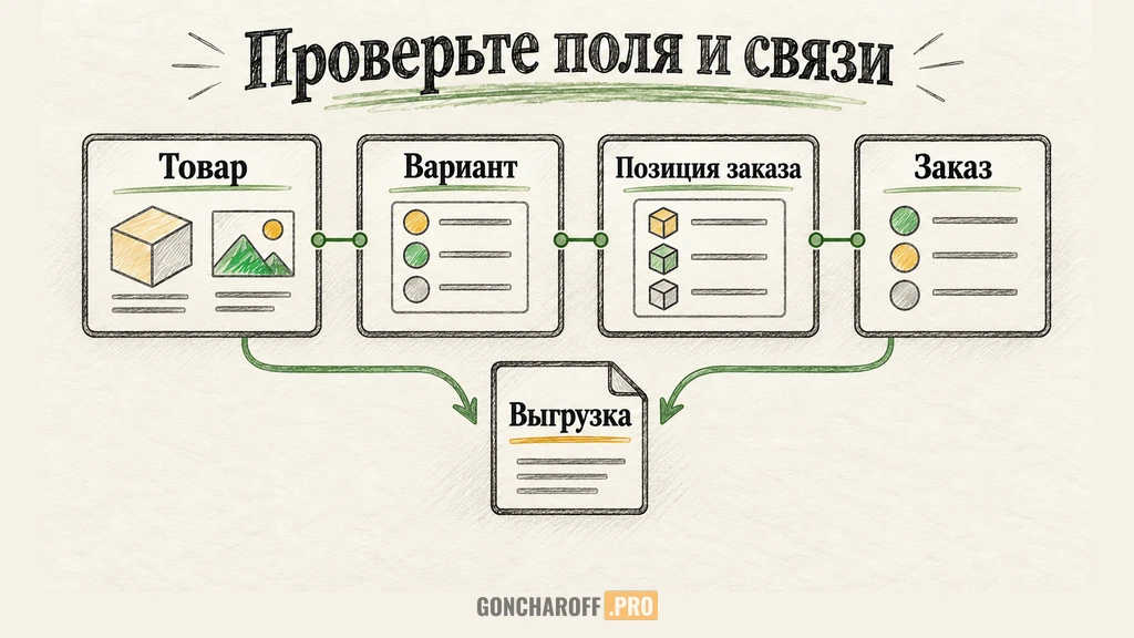 Проверка состава и связей данных при выгрузке магазина